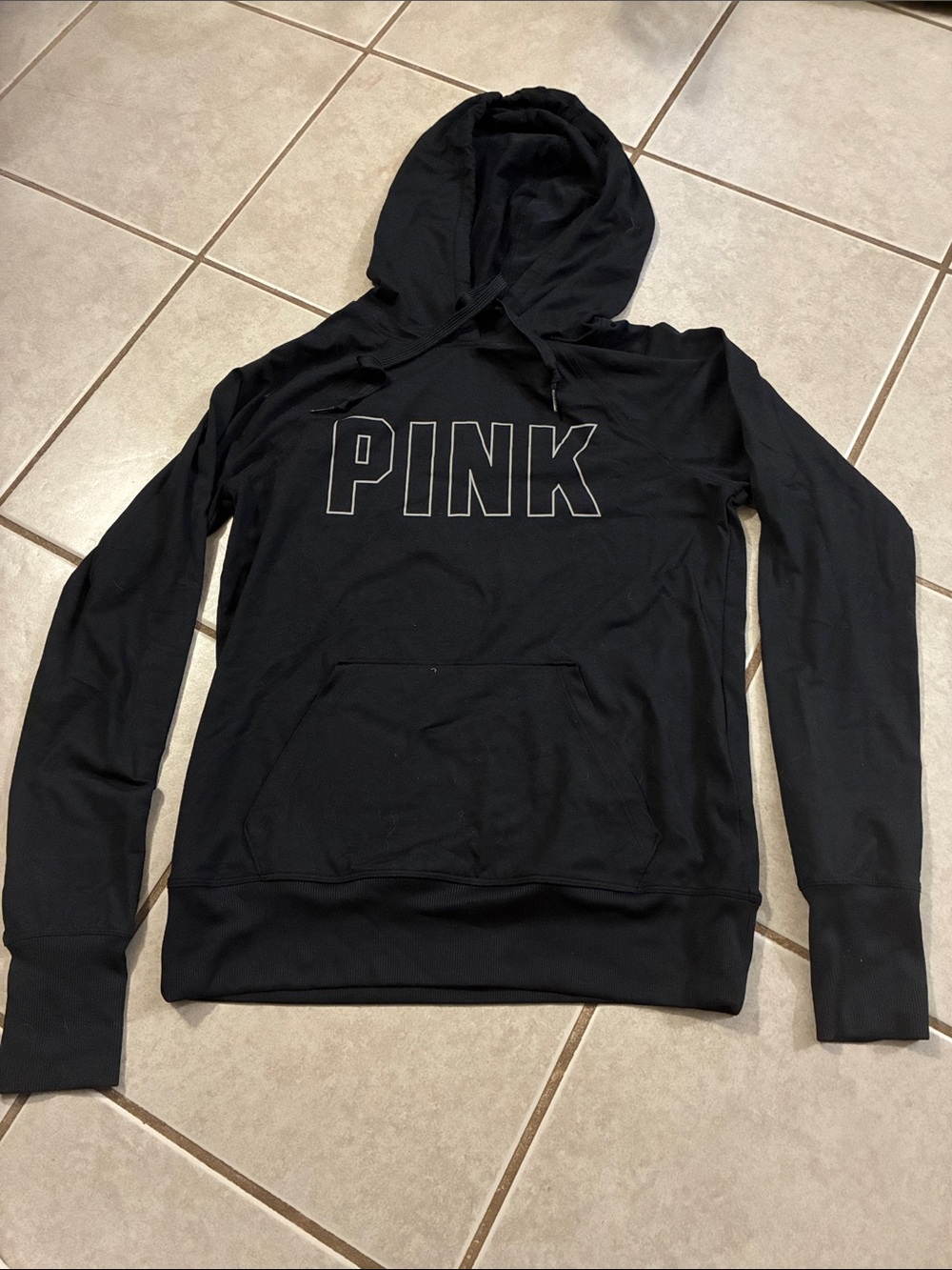 PINK Victoria's Secret Black Long Sleeve Hoodie Tee